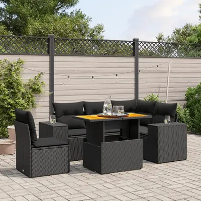 Gossi set mobilier de gradina cu perne, 6 piese, negru, poliratan