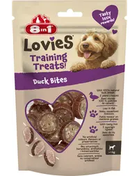 8IN1 Lovies Training Treats Duck Bites 90 g recompense pentru dresaj cu rață și orez pentru câini