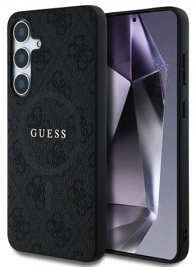 Husă Guess - Leather, Galaxy S25, MagSafe, negru