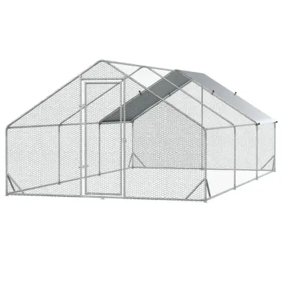 Cotet de gaini, pasari, pentru exterior 6 x 3 x 2 metri, otel galvanizat