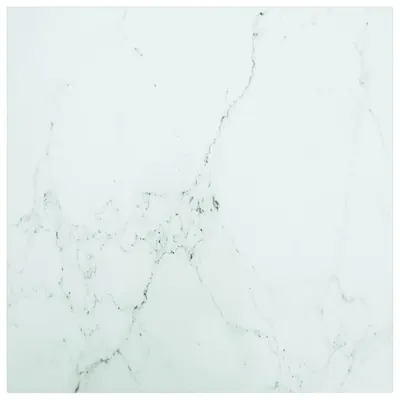 vidaXL Blat masă alb 60x60cm 6mm sticlă securizată, design de marmură