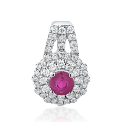 Pandantiv din aur alb cu rubin de 0.33ct si diamante de 0.24ct