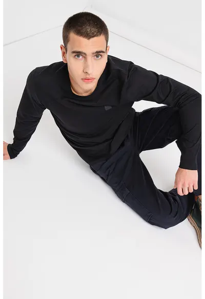 Bluza din bumbac cu aplicatie logo Tacks - Negru
