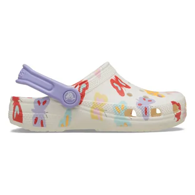 Saboti Crocs Classic Toddler Butterfly Graphic Clog Alb - Chalk