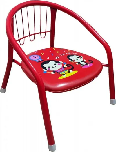 Scaun metalic pentru copii Novokids Little Chair Rosu, Sezut moale cu sunete, Interior si exterior, Dimensiuni 36x36x34 cm, Vopsea lucioasa