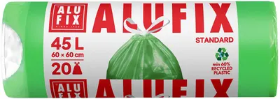 Saci de gunoi cu legături ALUFIX - 45 l, 20 buc., verzi