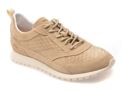 Pantofi sport GEOX bej, D65YPA, din piele intoarsa