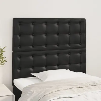 vidaXL Tăblie de pat neagră 90x5x118/128 cm piele ecologică