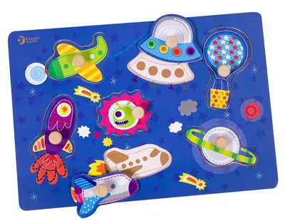 Puzzle din lemn cu manere Classic World - Cosmos
