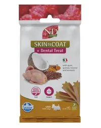 FARMINA N&D Quinoa Dental Treat Skin Coat Quail Mini 60 g baton dentar caini de talie mica, cu prepelita