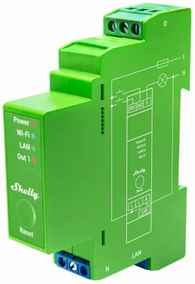 Dimmer smart Shelly - Pro Dimmer 1PM, verde