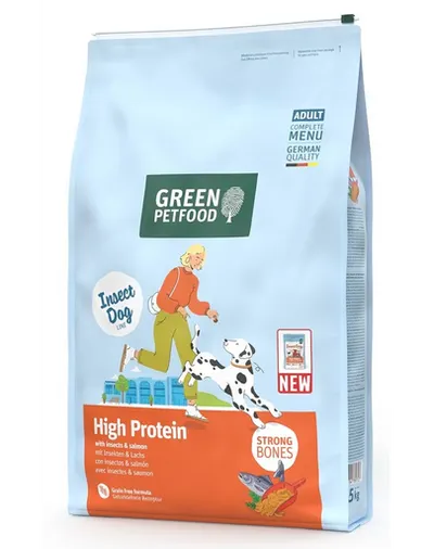 GREEN PETFOOD InsectDog with Salmon High Protein 7,5kg insecte și somon pentru câini activi