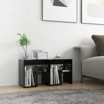 vidaXL Noptiere, 2 buc., negru, 40x30x40 cm, PAL