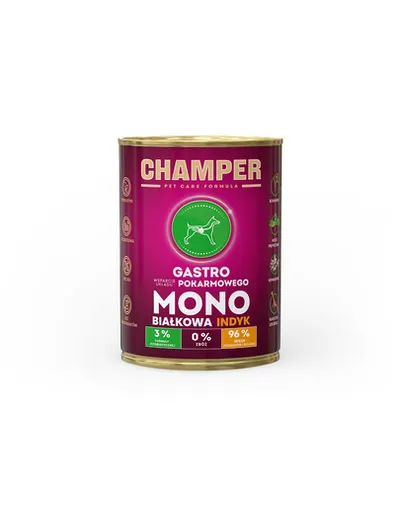 Hrana umeda pentru caini CHAMPER Gastro 400 g curcan