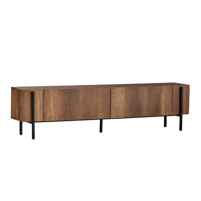 Comodă TV în culoare naturală închisă cu aspect de lemn de nuc 180x45x30 cm Nexus – Kalune Design