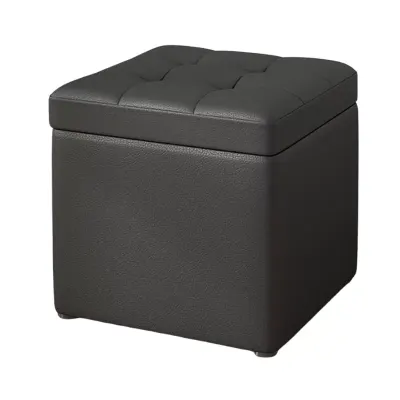 Taburet cu spațiu de depozitare, 30x30x35cm, Negru – Design modern din MDF, PU și burete