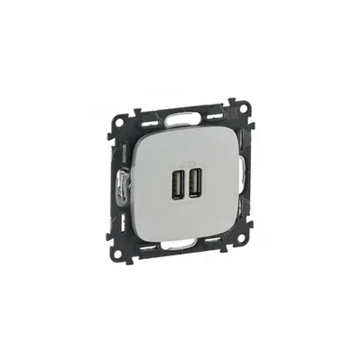 Double USB charging priza Valena Allure - aluminiu