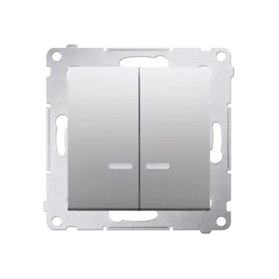 Comutator cu led pentru versiunea IP44 (modul) 16A, 250V~, conexiune borne cu surub; silved mat metalic *Echipat cu garnitura de