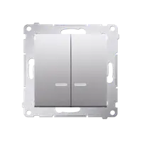 Comutator cu led pentru versiunea IP44 (modul) 16A, 250V~, conexiune borne cu surub; silved mat metalic *Echipat cu garnitura de