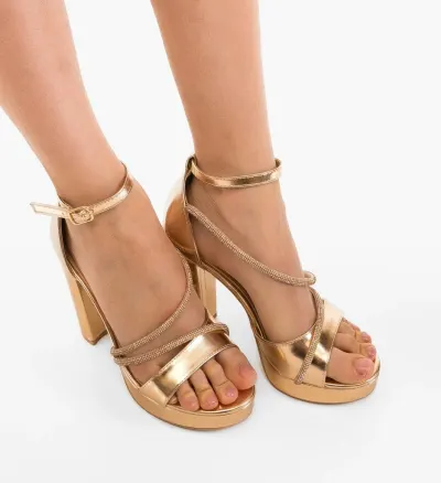 Sandale cu toc Poppy Bronze