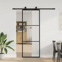 Gossi usa glisanta cu set de feronerie neagra 76x205 cm sticla esg