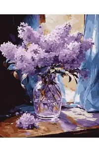 Pictura pe numere: Liliac in vaza