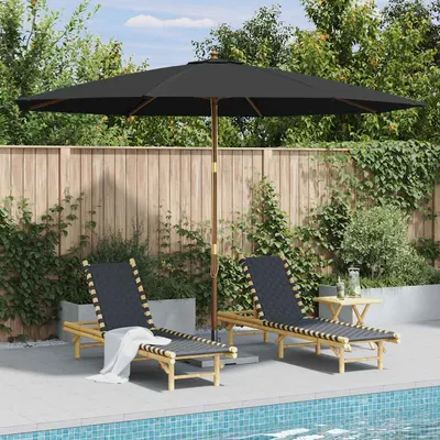 vidaXL Umbrelă de soare de exterior, stâlp din lemn, antracit, 350 cm
