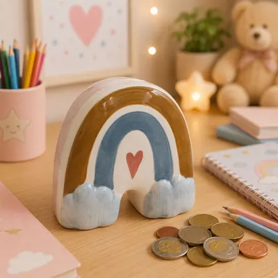 Pușculiță din ceramică model curcubeu mic