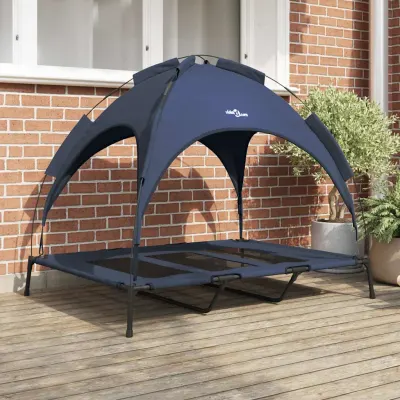 vidaXL Pat pentru câini Manual Albastru marin 122 x 93 x 106,5 cm Oțel