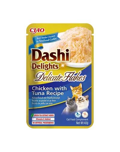 INABA Cat Dashi Delights Delicate Flakes pui si ton 40g hrana umeda pisica