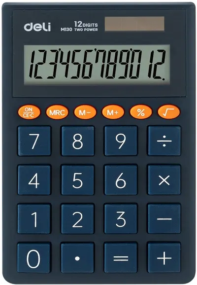 Calculator Deli - EM130, de buzunar, 12 dgt, albastru închis
