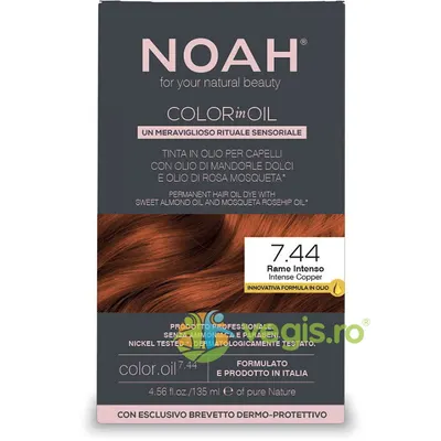 Vopsea de Par Permanenta pe Baza de Ulei 7.44 Aramiu Intens (Intense Copper) fara Amoniac 135ml