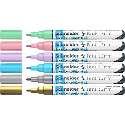 Marker acrilic, varf 2mm, 6buc/set 2, Paint-It 310, Schneider