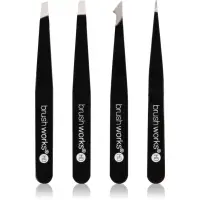 Brushworks The Complete set pensete pentru sprâncene Black 4 buc