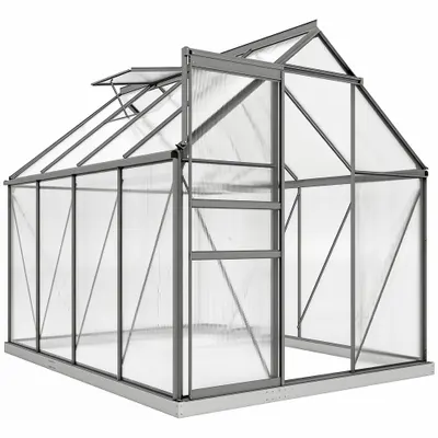 Outsunny Sera Walk-In Aluminiu & Policarbonat – Ventilatie si Jgheab | Aosom Romania
