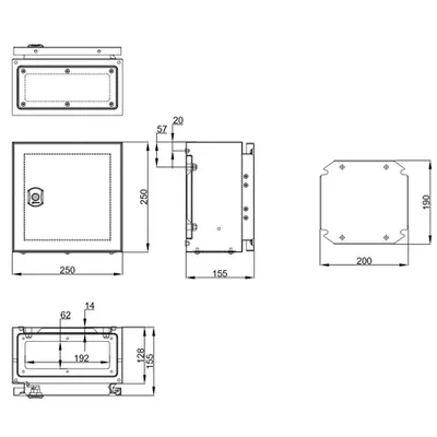 Cofret metal o usa IP65 250x250x155 mm