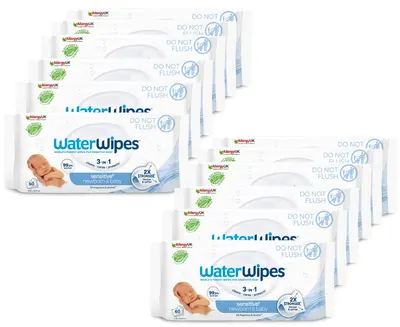 Șervețele umede de curățat pentru bebeluși Water Wipes - Baby, 12 х 60 buc