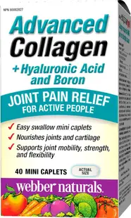 Colagen avansat + acid hialuronic și bor, 40 de mini capsule, Webber Naturals