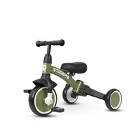 Tricicleta pentru copii Qplay Stager Verde evolutiva, pliabila, scaun reglabil, roti Eva, suport pentru picioare, maner parental reglabil