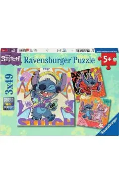 Puzzle 3x49 piese. Disney. Stitch in ritmul muzicii