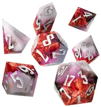 Set zaruri GlassStaff - Sharp Edge Resin RPG Dice Set, Ruby Rift (7 buc.)