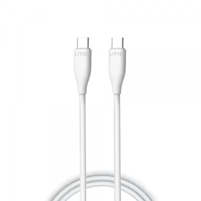 Cablu Date si Incarcare USB-C - USB-C Lito LD03, 60W, 1m, Alb