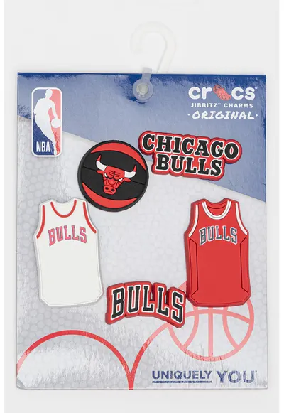 Talisman cu tematica Chicago Bulls Jibbitz™ - Rosu/Alb/Negru