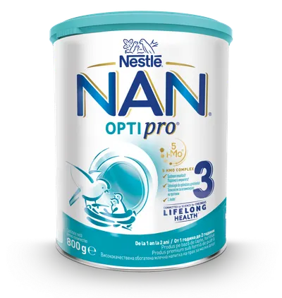 Lapte praf Nan 3 Optipro HMO +12 luni, 800g, Nestle