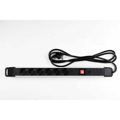 Prelungitor Strohm SM-PR-6P-USS-BK, 6P 2m, 3x1.5mm2, intrerupator, protectie supratensiune dual-line