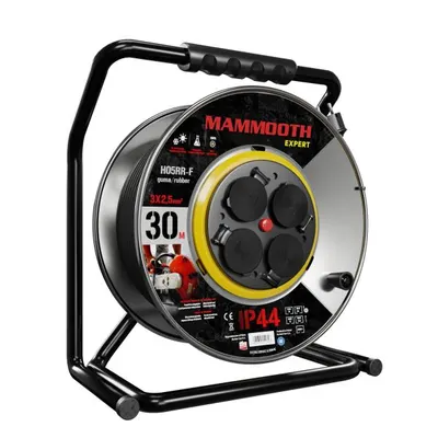 Prelungitor electric 30m, 230V, 3x2,5mm ², numar prize 230V x 4buc. E, 1380 3680W, IP44, drum metal