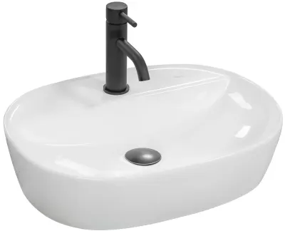 Lavoar oval Rea Carina, alb lucios, 50 x 38,5 cm