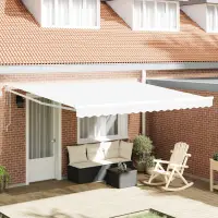vidaXL Copertină retractabilă Alb 400 × 300 cm Poliester și metal