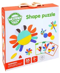 Puzzle din lemn Woopie Green - 40 modele, Montessori, 55 piese
