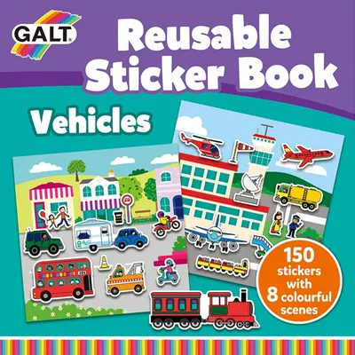 Carte cu stickere pentru utilizare multipla Galt - Vehicule